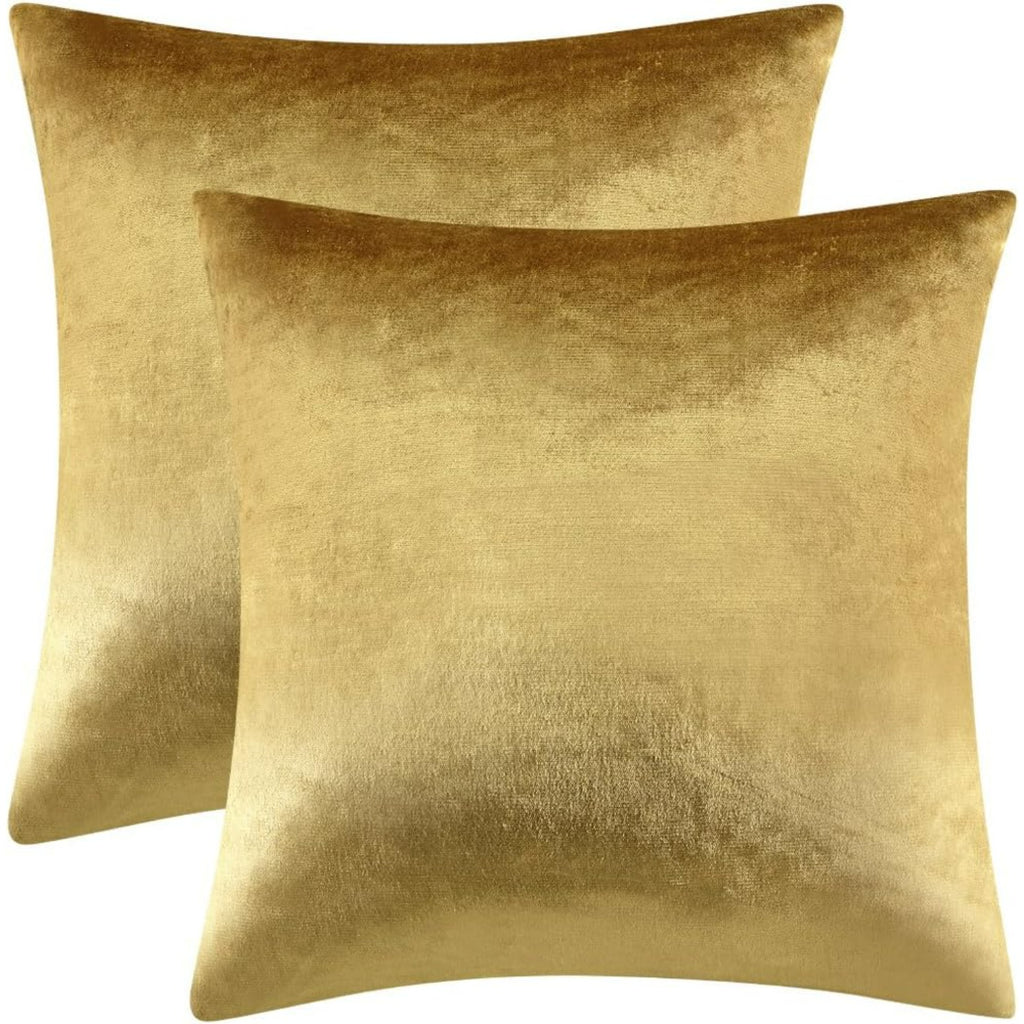 Golden Velvet Decorative Throw Pillow Covers,18x18 Pillow Covers for Couch Sofa Bed 4 Pack Soft Cushion Covers,
