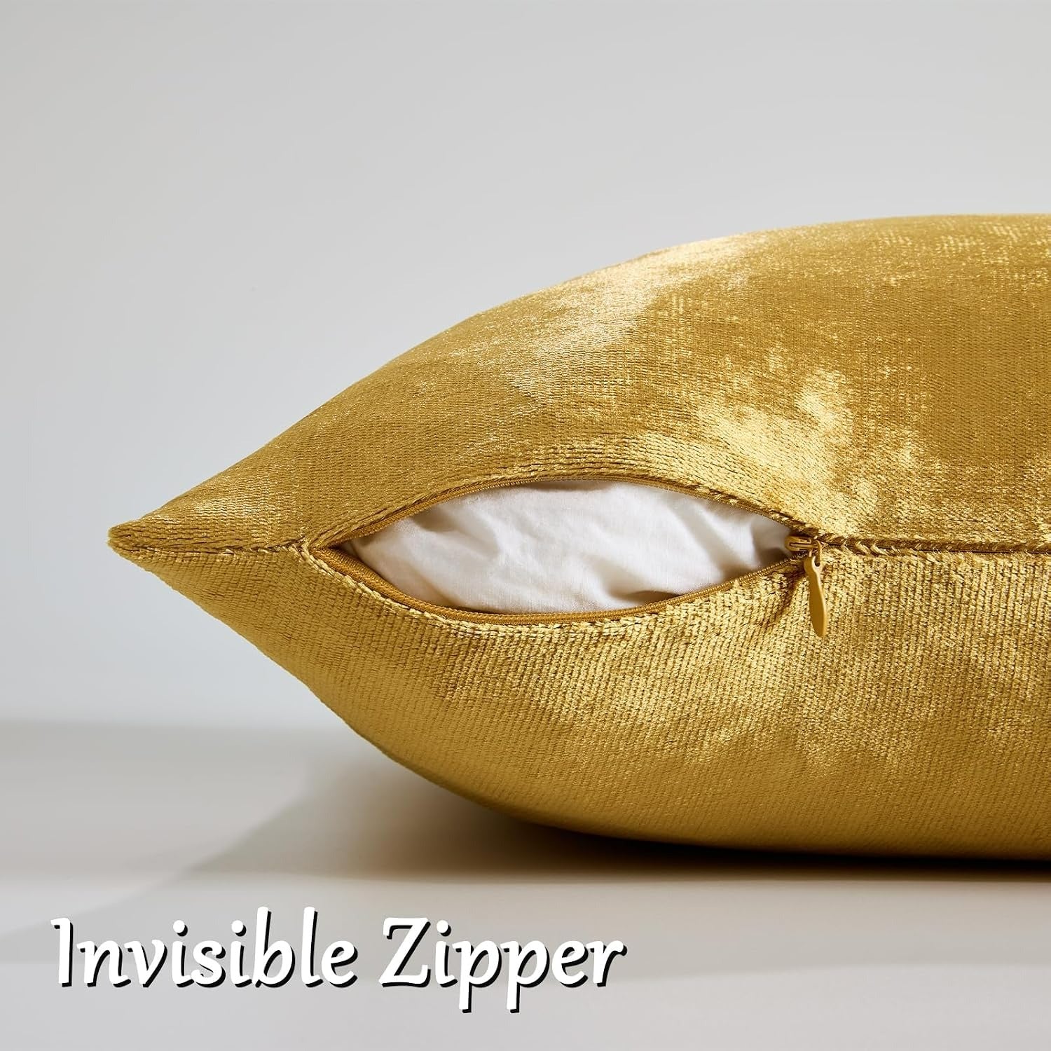 Golden Velvet Decorative Throw Pillow Covers,18x18 Pillow Covers for Couch Sofa Bed 4 Pack Soft Cushion Covers,