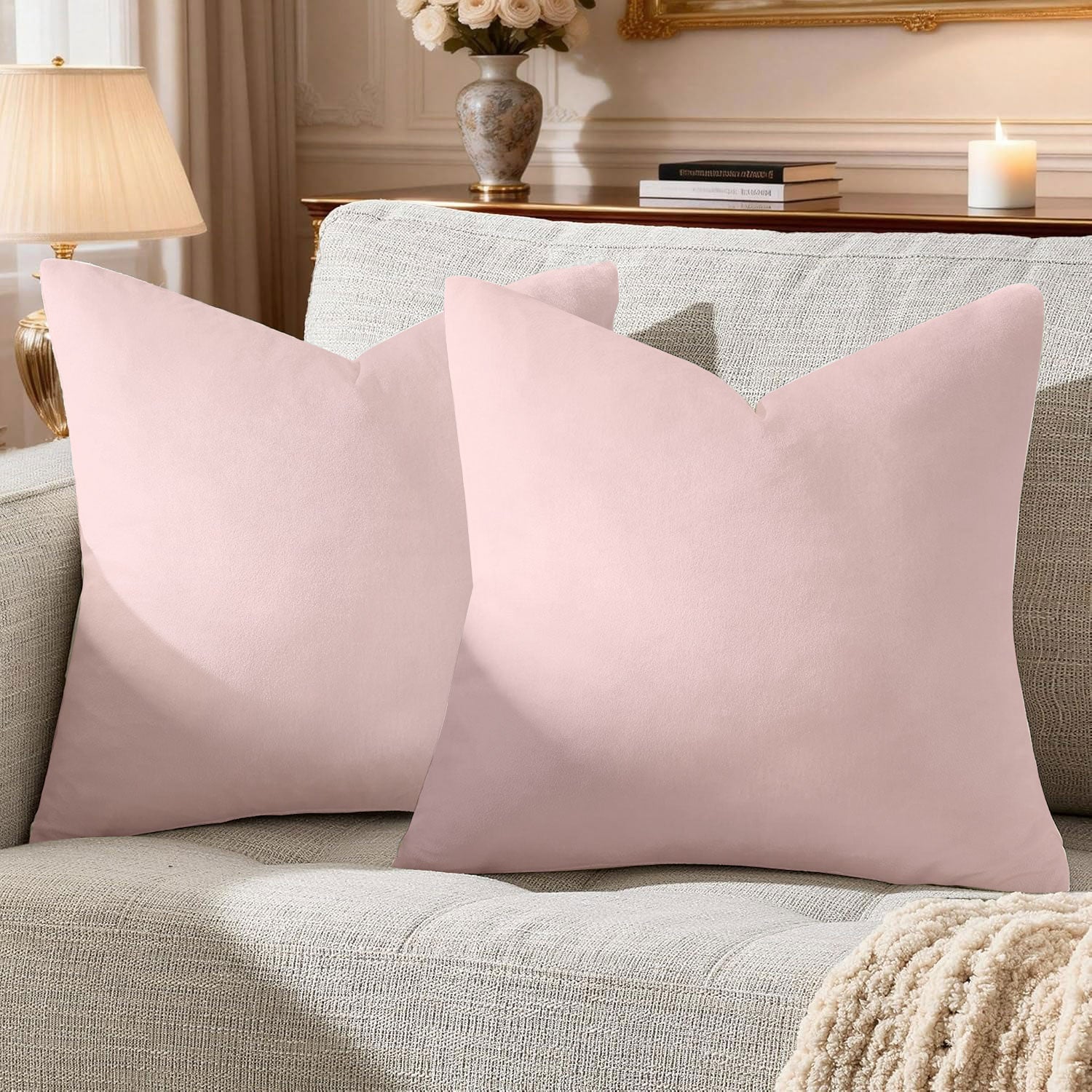 Golden Velvet Decorative Throw Pillow Covers,18x18 Pillow Covers for Couch Sofa Bed 4 Pack Soft Cushion Covers,