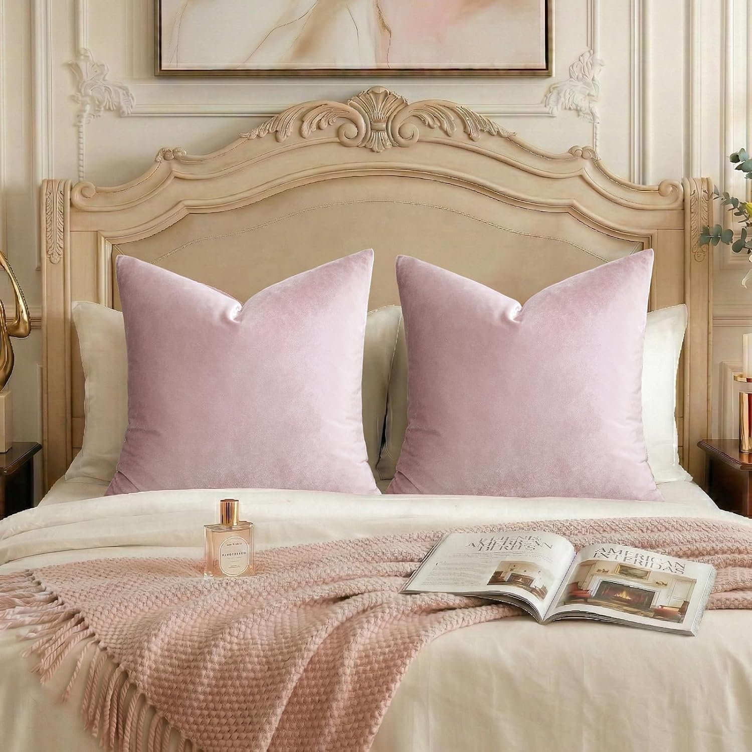 Golden Velvet Decorative Throw Pillow Covers,18x18 Pillow Covers for Couch Sofa Bed 4 Pack Soft Cushion Covers,
