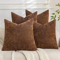 Set of 4 Soft Textured Decorative Throw Pillow Covers 26x26 Inch Cozy Farmhouse Cushion Cover Square Accent Pillow Cases for Bed Couch Sofa Living Room, Beige Taupe Brown