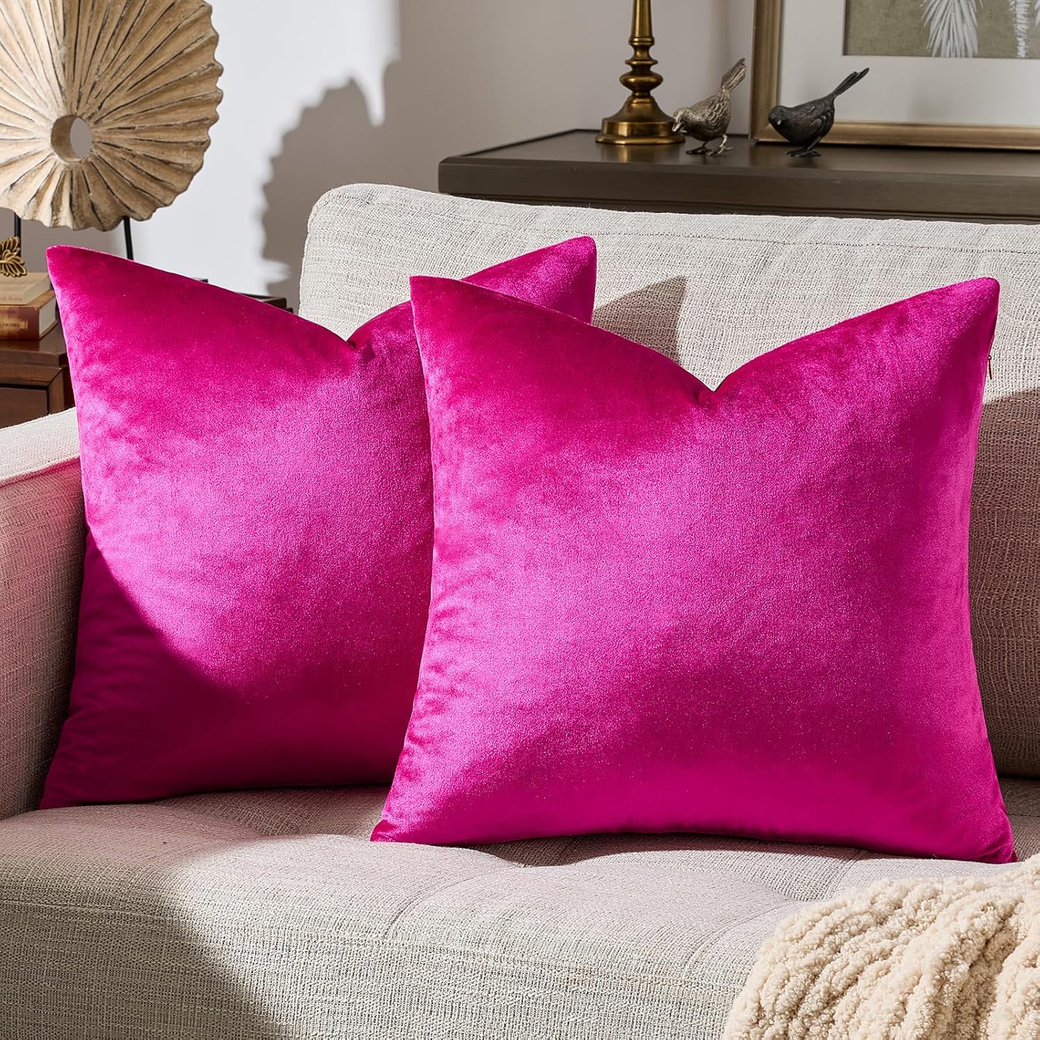 Golden Velvet Decorative Throw Pillow Covers,18x18 Pillow Covers for Couch Sofa Bed 4 Pack Soft Cushion Covers,