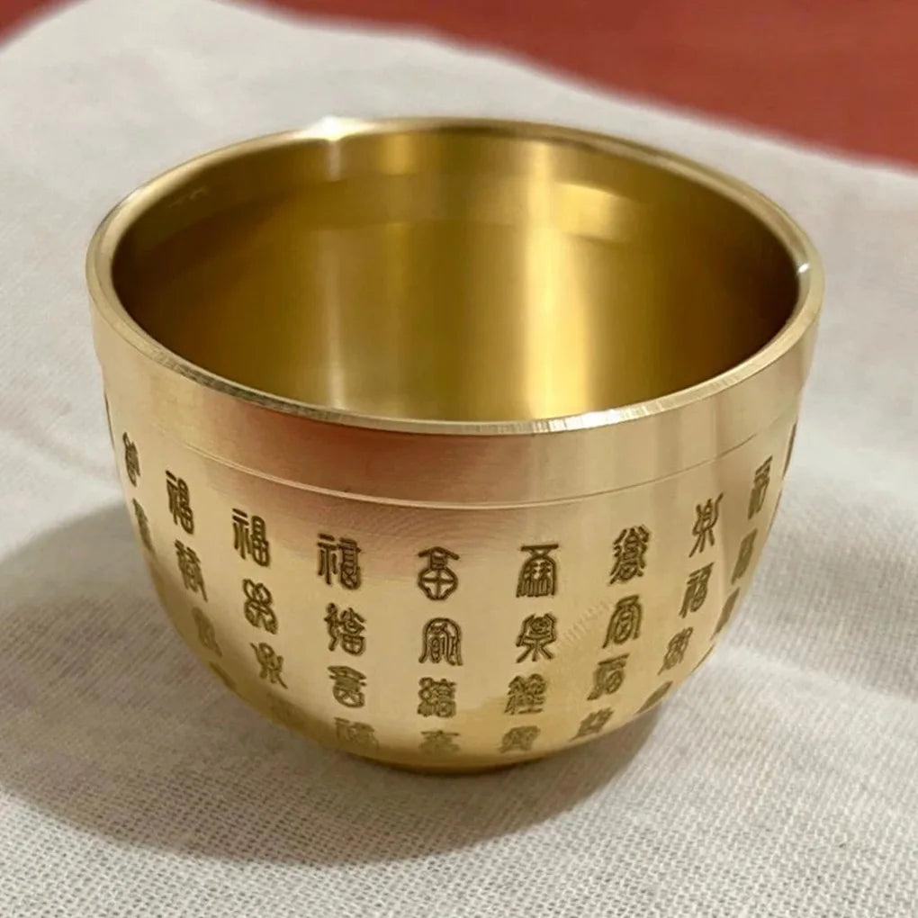 2PCS Golden Feng Shui Hundred Blessings Bowl Fine Workmanship Meaningful Gifts Copper Materials Exquisite Mini 4.5CM/6CM