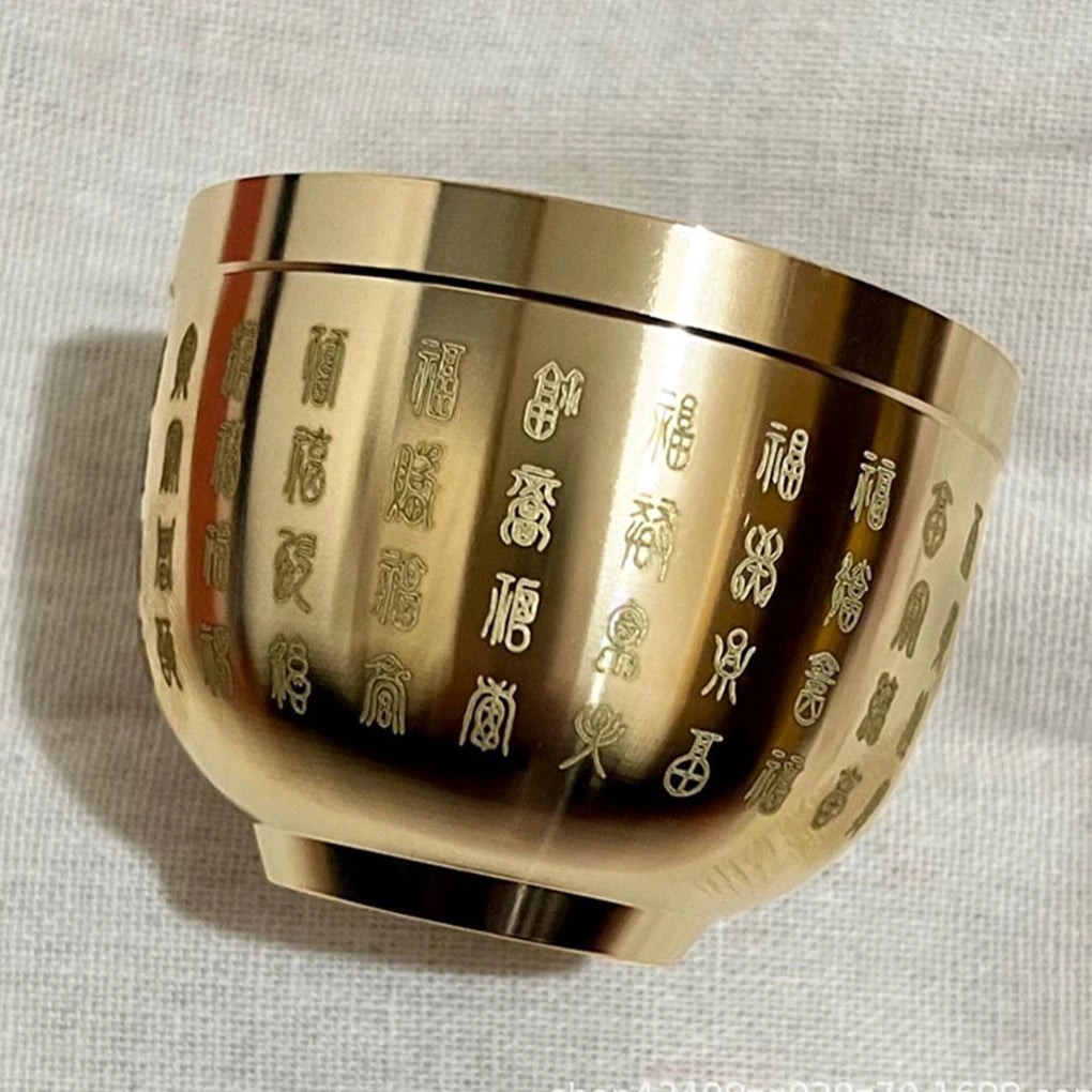 2PCS Golden Feng Shui Hundred Blessings Bowl Fine Workmanship Meaningful Gifts Copper Materials Exquisite Mini 4.5CM/6CM