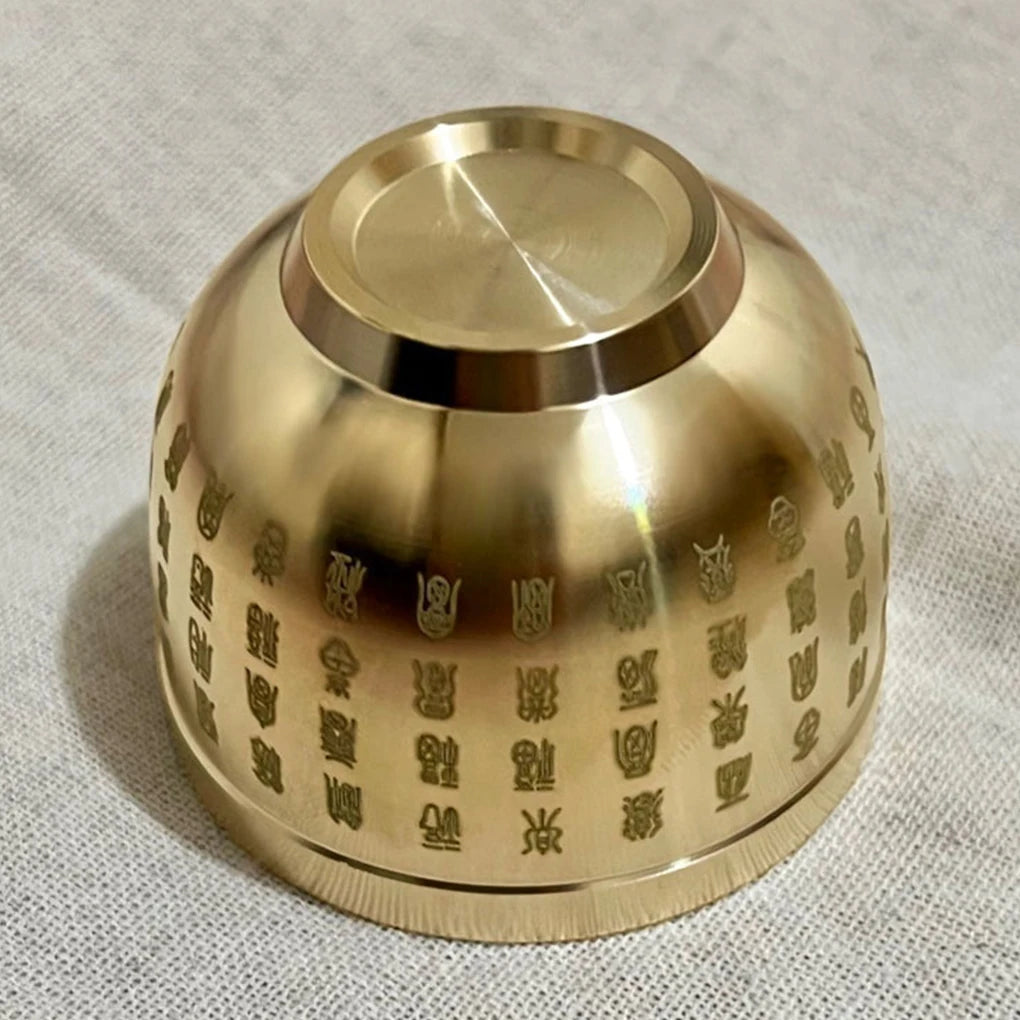 2PCS Golden Feng Shui Hundred Blessings Bowl Fine Workmanship Meaningful Gifts Copper Materials Exquisite Mini 4.5CM/6CM