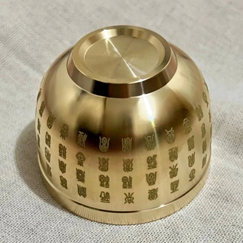 2PCS Golden Feng Shui Hundred Blessings Bowl Fine Workmanship Meaningful Gifts Copper Materials Exquisite Mini 4.5CM/6CM