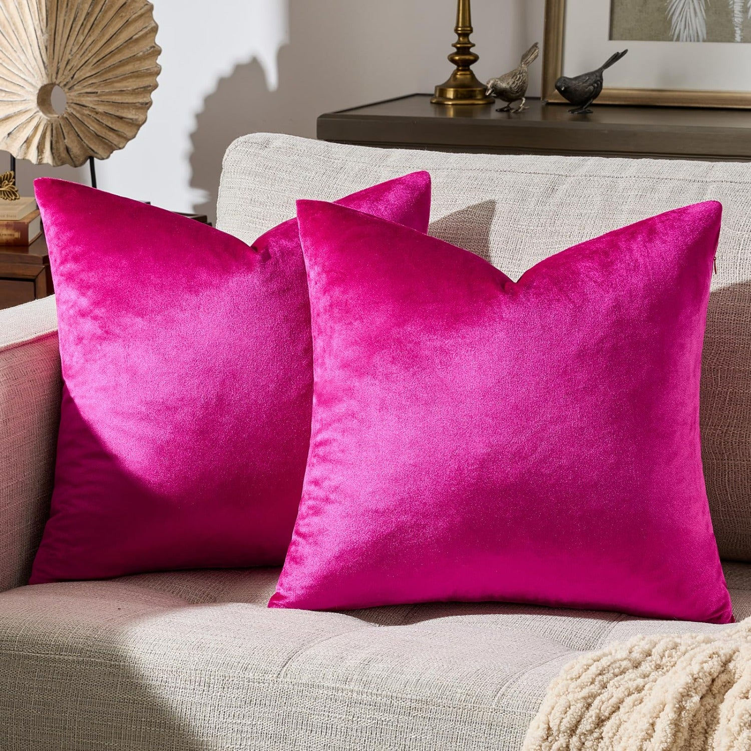 Golden Velvet Decorative Throw Pillow Covers,18x18 Pillow Covers for Couch Sofa Bed 4 Pack Soft Cushion Covers,